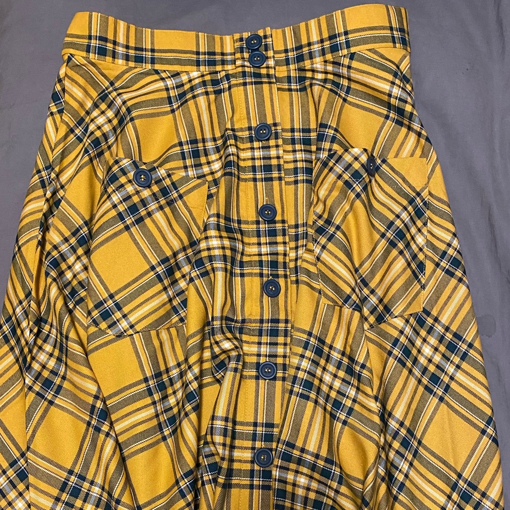 Hell Bunny Plaid Midi Skirt NWT